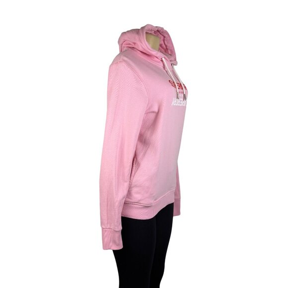 Superdry Women’s Pink Cotton Hoodie Logo Pullover Sweater Size 6 - Picture 2 of 11